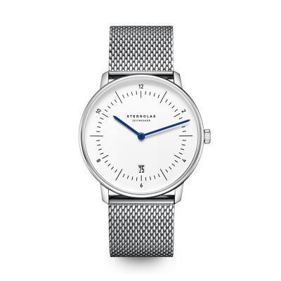 Montre NAOS blanc argent - Bracelet milanais argent S01-NA44-MI04