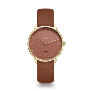 Montre dame NAOS XS EDITION FLORA terracotta or - Bracelet cuir terracotta S01-NDF21-KL11