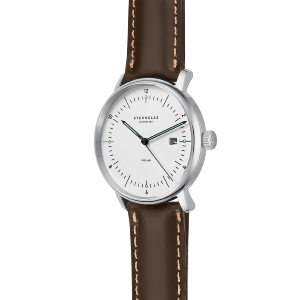Montre NAOS Solar cadran blanc - Bracelet cuir brun S01-NS01-BR03