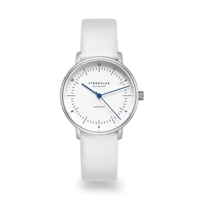 NAOS XS auto acier argenté cuir blanc S02-ND01-KL12