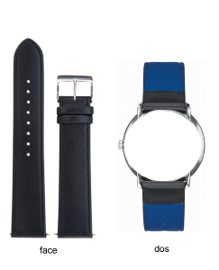Bracelet de montre en cuir noir dos bleu Junghans max bill quartz Edition 2017 20mm n°6514