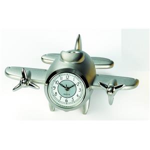 Pendulette quartz avion Airplane II miniature en métal chromé - couleur argentée HR1200592