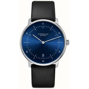 Montre NAOS bleue acier cuir noir S01-NA06-PR07