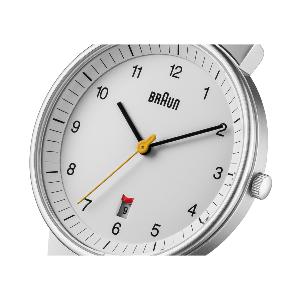 Montre Braun Classic noire et blanche, 40 mm, bracelet cuir, BN0032WHBKG