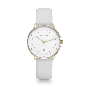 Montre dame NAOS XS blanc or - Bracelet cuir blanc S01-ND02-KL13