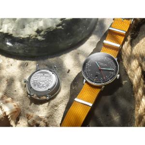 Montre HAMBURG AUTOMATIQUE EDITION NEUWERK gris tourterelle argent - Bracelet nylon jaune S02-HHN11-FI01