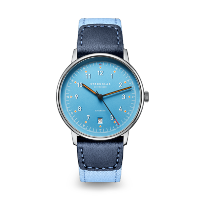 Montre LUMATIK bleue sur cuir bicolore bleu S02-LM17-NY05