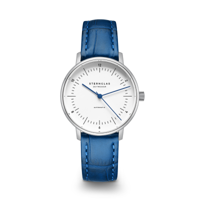 NAOS XS auto acier argenté cuir bleu S02-ND01-NB02