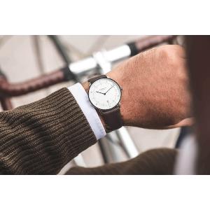 Montre NAOS blanc argent - Bracelet cuir brun S01-NA01-PR04