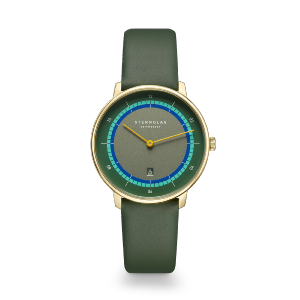 Montre dame NAOS XS Edition Argo vert foncé or - Bracelet cuir sauge S01-NDA22-KL09