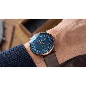 Montre HAMBURG AUTOMATIQUE bleu bronze - Bracelet cuir moka S02-HH27-VI17