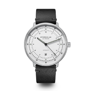 HAMBURG automatique argenté cuir vintage noir S02-HH47-VI15