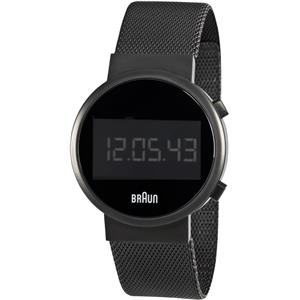 Montre Braun Digital noire 40mm, bracelet maille, radio-pilotée, BN0036BKBKMHG