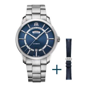 PONTOS Day Date 41mm tout acier + cuir nylon PT6358-SS00H-431-C