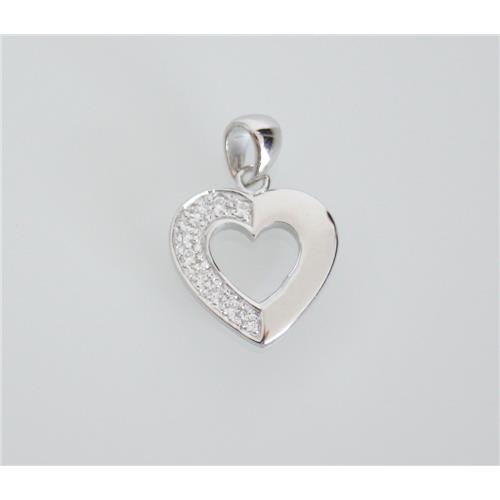 Pendentif coeur argent 925 millièmes avec zirconiums - 49130