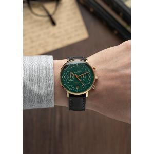 HAMBURG CHRONO édition vintage dorée verte cuir noir S01-HCV22-BR04