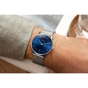 Montre NAOS bleue acier sur milanais S01-NA06-MI04