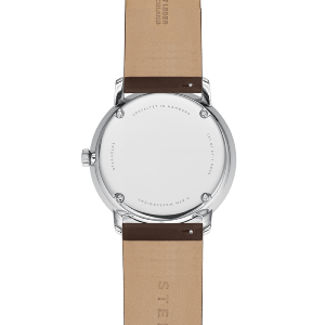 Montre NAOS blanc argent - Bracelet cuir brun S01-NA44-PR04