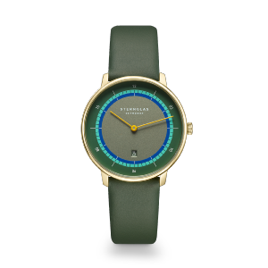 Montre dame NAOS XS Edition Argo vert foncé or - Bracelet cuir sauge S01-NDA22-KL09