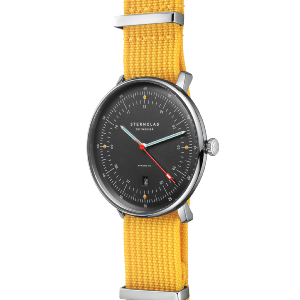 Montre HAMBURG AUTOMATIQUE EDITION NEUWERK gris tourterelle argent - Bracelet nylon jaune S02-HHN11-FI01