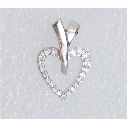 Pendentif coeur argent 925 avec zirconiums - 49499