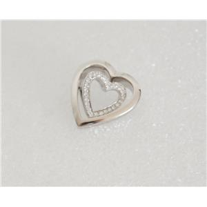 Pendentif double coeur en argent 925 millièmes avec zirconiums - 49544