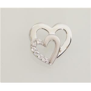 Pendentif double coeur argent 925 millièmes avec zirconiums - 49721