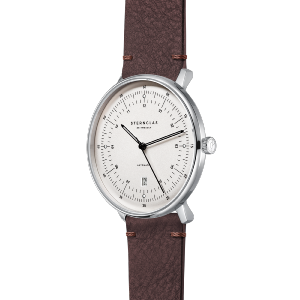 Montre HAMBURG AUTOMATIQUE argenté satiné - Bracelet cuir moka S02-HH10-VI11