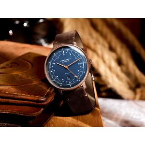 Montre HAMBURG AUTOMATIQUE bleu bronze - Bracelet cuir moka S02-HH27-VI17