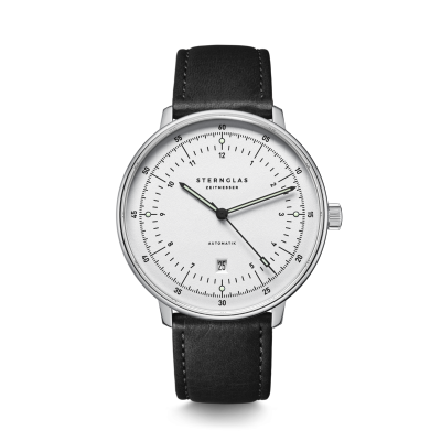 HAMBURG automatique argenté cuir modena noir S02-HH47-MO01