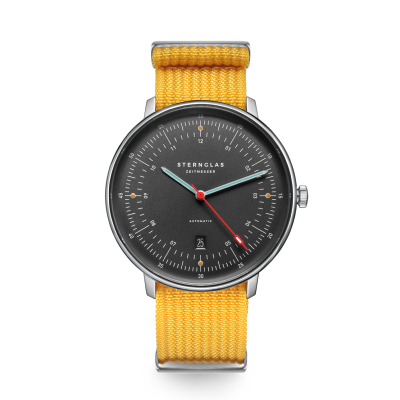 Montre HAMBURG AUTOMATIQUE EDITION NEUWERK gris tourterelle argent - Bracelet nylon jaune S02-HHN11-FI01