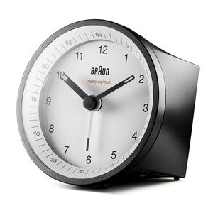 Réveil Braun noir à cadran blanc, radio-piloté et silencieux BC07BW-DCF