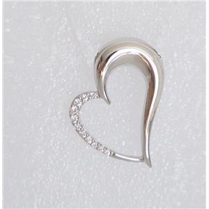 Pendentif grand coeur argent 925 millièmes avec zirconium - 49225