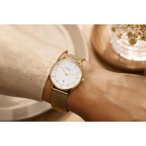 Montre dame NAOS XS blanc or - Bracelet milanais or S01-ND02-MI07