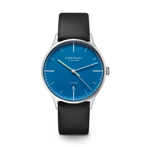Montre AUTOMATIQUE ASTHET EDITION LUMARE bleu argent - bracelet cuir noir S02-ASL06-PR07