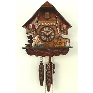 Coucou 1 jour, motif chalet, avec forgeron et cheval, 25x22x15cm AS76/9
