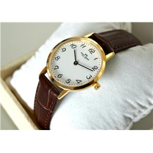 Montre suisse Jaquet Girard homme - bracelet cuir marron aspect croco - chiffres arabes Z039-606