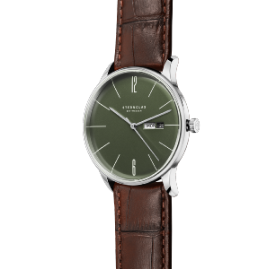 Montre BERLIN olive - cuir brun foncé S01-BE08-HE05