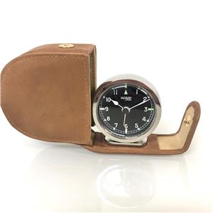 Milan réveil de voyage quartz argenté / brun, cadran noir HR146405-2
