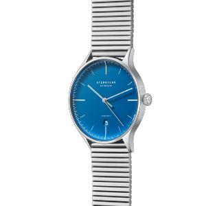 Montre AUTOMATIQUE ASTHET EDITION LUMARE bleu argent - Bracelet métallique argent S02-ASL06-ME06
