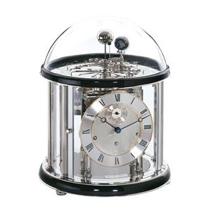 Pendule à poser Tellurium II 22823-740352 en bois laqué noir, à mouvement mécanique 8 jours, mélodie (Westminster), arrêt automatique la nuit