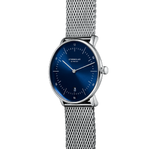 Montre NAOS bleue acier sur milanais S01-NA06-MI04