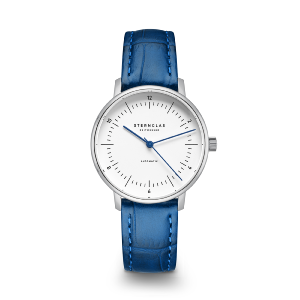 NAOS XS auto acier argenté cuir bleu S02-ND01-NB02