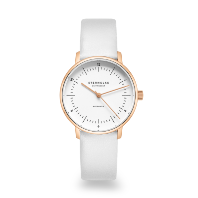 NAOS XS auto acier or rose cuir blanc S02-ND13-KL14