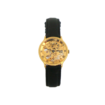 Montre mécanique femme bracelet cuir et boitier plaqué or - Jaquet Girard Z066.130