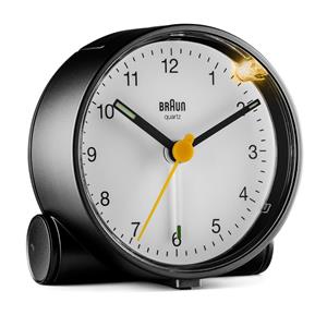 Rveil Braun rond noir  cadran blanc silencieux avec clairage BC01BW