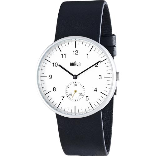 Montre Braun Classic 38mm, bracelet cuir noir, BN0024WHBKG