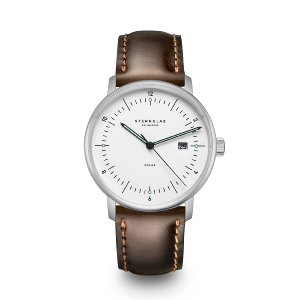 Montre NAOS Solar cadran blanc - Bracelet cuir brun S01-NS01-BR03